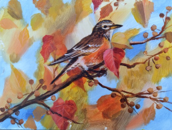 bird autumn painting