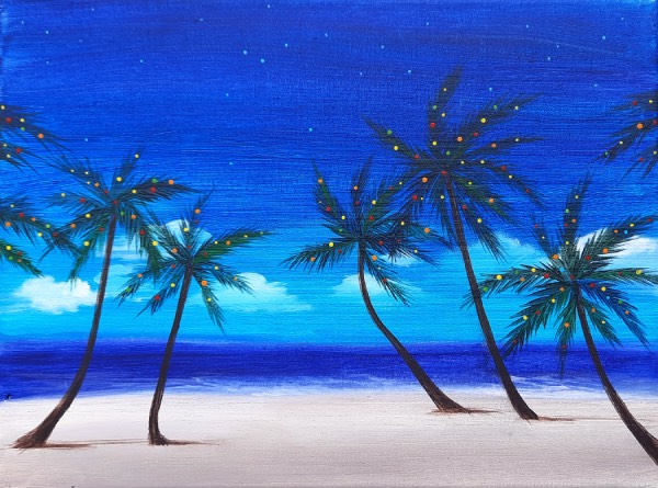 palm trees and lights painting