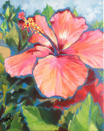 pink hibiscus flower painting